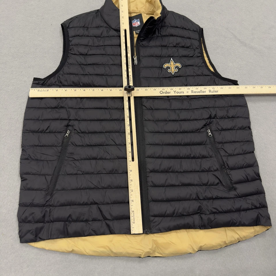 Chaleco New Orleans Saints para Hombres 2XL Negro Dorado Puffer NFL Fútbol Bolsillos con Cremallera Foto 4 de 4
