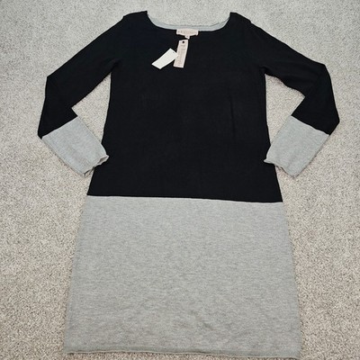 New Philosophy Republic Clothing Colorblock Sweater Dress Knit Black Gray Medium