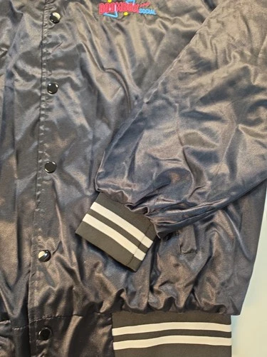 Vtg Augusta Sportswear Satin Baseball Varsity Bomber Jacket Boombox Social image 4