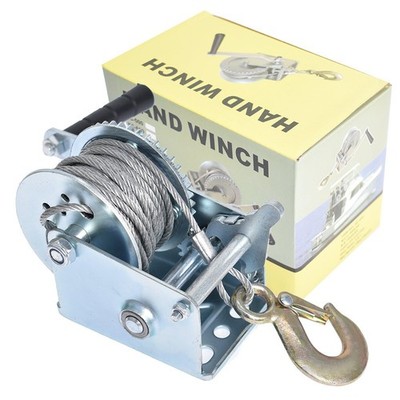 600 Lbs Steel Cable Hand Winch Heavy Duty Crank Gear Winch ATV Boat Trailer