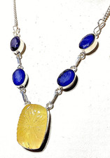 GELBER ONYX, TOPAS Edelstein Handgefertigt 925 Sterlingsilber Schmuck Halskette