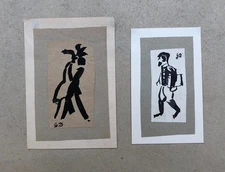 Figures, Monogrammed Sketches GD, Ink, 20th Century