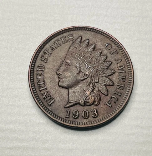 1903 Indian Head Penny US Cent Choice AU - Full Liberty & 4 Diamonds