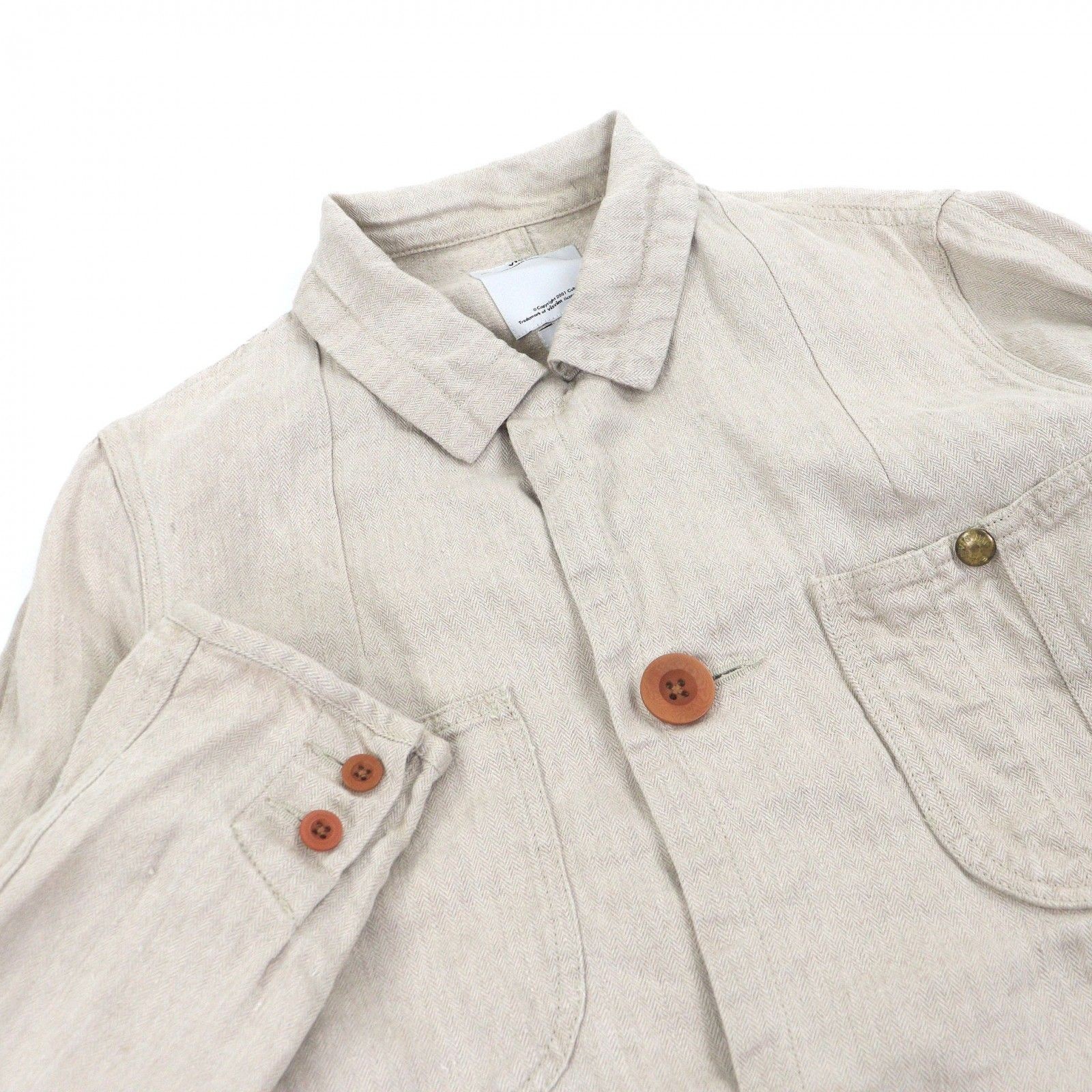 VISVIM Linen Herringbone All-Over Pattern Stand C… - image 2