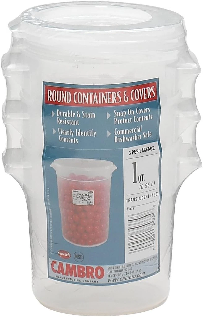 1-Quart round Food-Storage Container with Lid, Set of 3