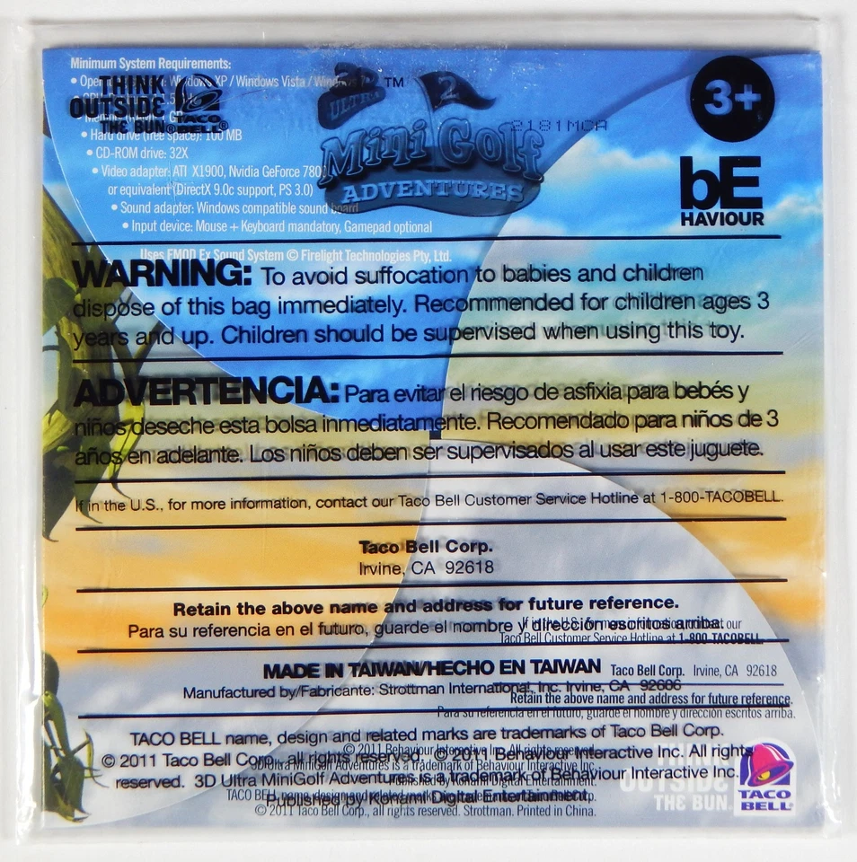 NEW 2011 3D ULTRA MINI GOLF ADVENTURES 2 KONAMI TACO BELL PROMO GAME STICKERS - Image 3 of 3