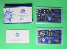 2000 U.S. Proof Set * 9 Coin Set w/ Quarters * Original Box w/COA * Free Ship
