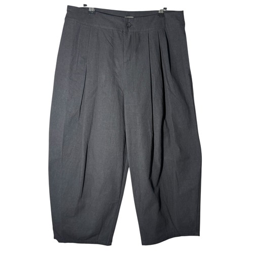 Apuntob Plissee schwarz Barrel Leg Cropped Baumwolle Popeline Hose Medium Ballon