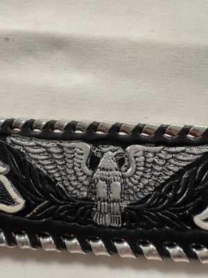 Mallory Belt Men 40 Black Silver Country Western Cowboy ￼Tooled USAB