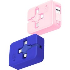 Gartmost 2 Pcs 3 in 1 USB Retractable Charging Cable, Three one Blue Pink