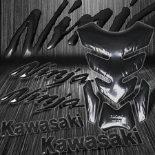 Black Tribal Fire Fuel Tank Pad+6" 3D Logo Decal+Emblem for Ninja ZXR Sticker