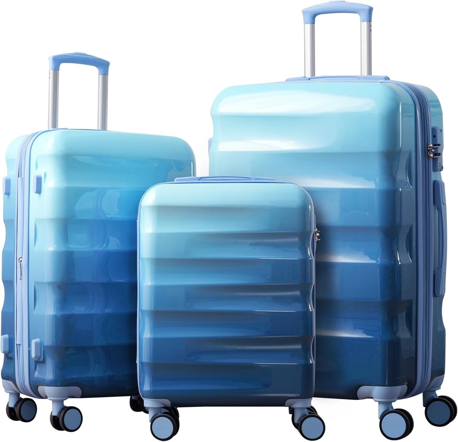 Set 3 Piece, Pc+abs Hardshell Suitcases With Spinner Wheels And Ts
