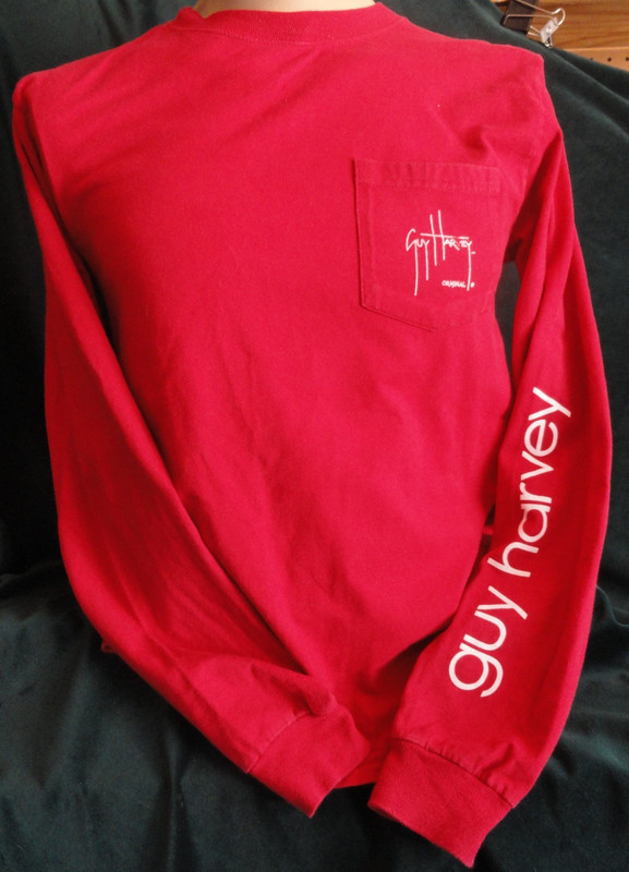 GUY HARVEY Awesome RED Long Sleeve Tee Shirt Small - SAILFISH & More - LOOK