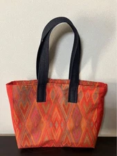 Kimono Obi Remake Bag Tote Made With Handbag Red Color 25x36x8Cm USED, K