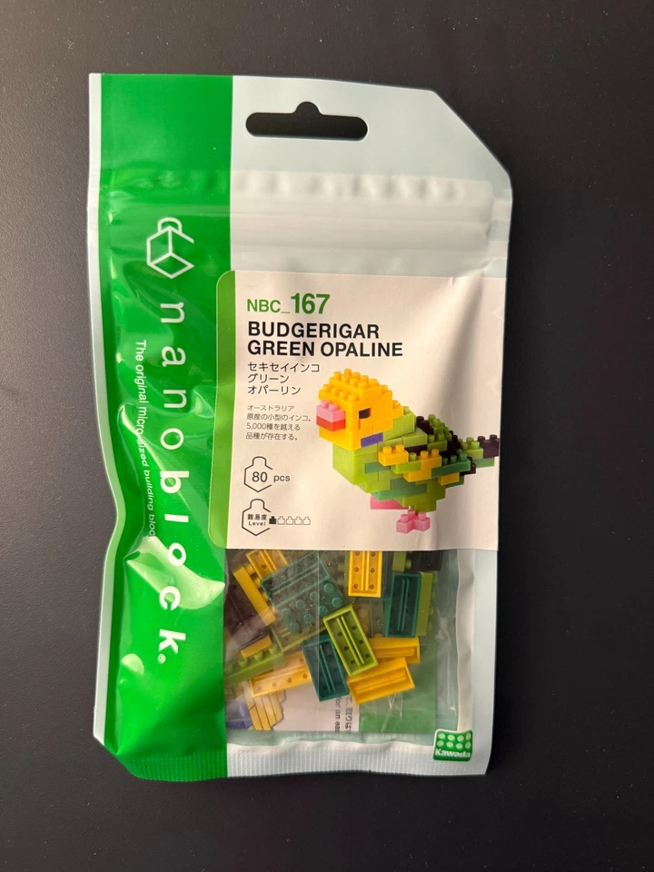 Kawada nanoblock - Pájaros - Budgie Green Opaline, Kit de Construcción Serie Colección Foto 2 de 3