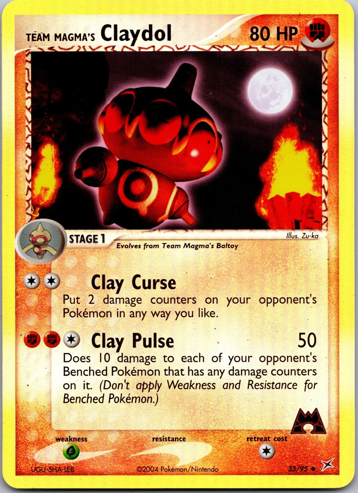 Team Magma's Claydol - Reverse Holo Uncommon Team Magma vs Team Aqua 33/95 NM
