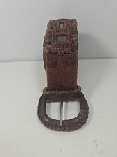 Vintage Benny's Handmade Tooled Laced Leather Belt Size 36 Made In Mexico
