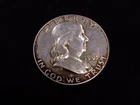 1963 Franklin Half Dollar AU 90% Silver Originall Toning