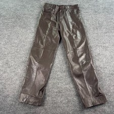 Vintage Skins By Tora Leather Pants Mens 32x32 Brown Lined Double Knee Sleek 80s