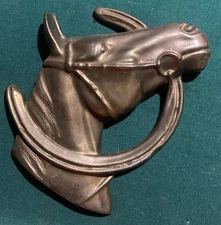 Horseshoe Horse Head Brass Metal Wall Decor 7 x 7 FREE SHIPPING