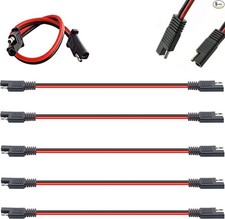 5 Pack 12" 10 Gauge 2 Pin Quick Disconnect Polarized Wire Harness, Heavy Duty SA