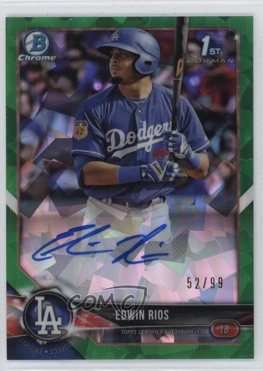2018 Bowman Chrome HTA Green Atomic Refractor 52/99 Edwin Rios Auto 1oq2