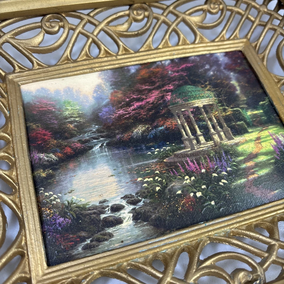 Marco de resina de metal desplazado dorado envejecido 5 x 7 impresión de acento Thomas Kincaid Foto 3 de 4