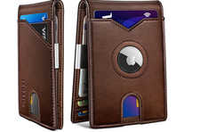 Miyozi AirTag Wallet Men Leather RFID Blocking Slim Pocket Money Clip Brown