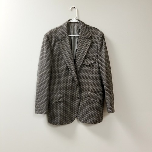 VTG Sears "The Traveller Knit" Blazer Geometric Size Unknown Pattern Brown Green