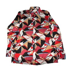 Vintage Oleg Cassini By Burma Disco Shirt Mens Large 1970s Geometric Print Nylon