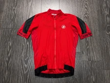 Mens Castelli Red Black Cycling Shirt Jersey Full ZIp Bicycle Road Size XL