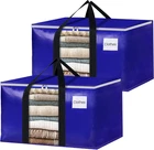 Large Strong & Zippers Moving Bags with Clear Window Carrying Handles For Storag