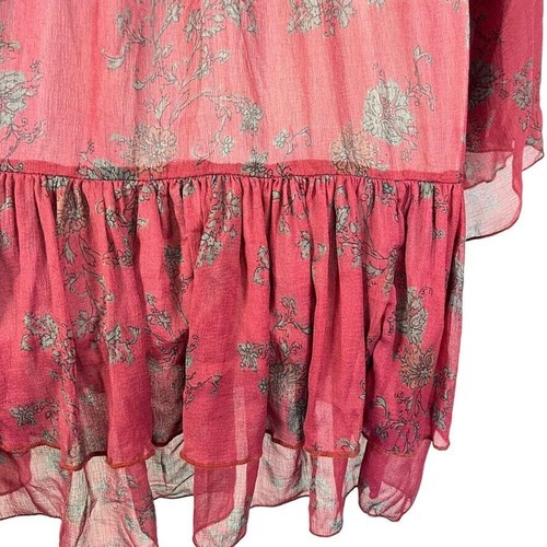 Free People abito donna trasparente lungo manica a campana oversize rosso floreale XS - Foto 11 di 15
