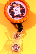 Baseball Houston Astros 1 Id badge holder retractable alligator clip