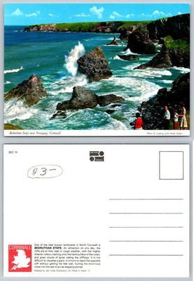 Vintage Bedruthan Steps Cornwall Postcard - John Hinde Original Photochrome