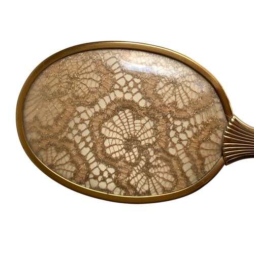 Vintage Gold Toned Lace Detail Dresser Mirror Brush and Comb Set - Picture 5 of 6