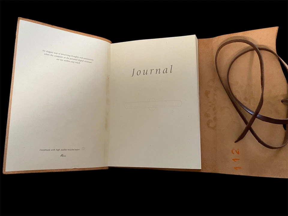 HANDMADE Stenciled Brown LEATHER BOUND JOURNAL , Lined Recycled Paper, 8.5”x6” - Image 3 of 4