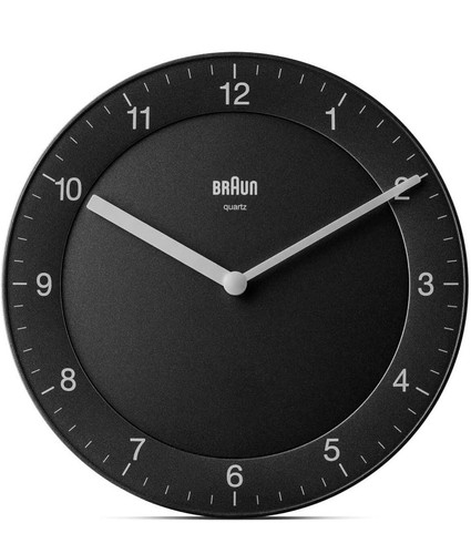 Braun BC06B Classic Wall Clock 20cm Diameter in Black