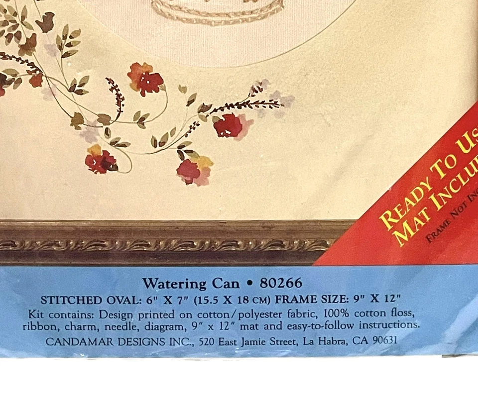 Candamar Designs Charming Ribbons Watering Can Stitch Kit 80266 Includes Mat - Image 2 of 4