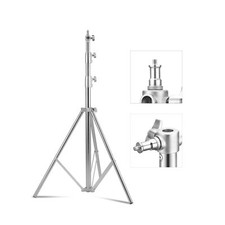 SUPON Stainless Steel Light Stand 110" /2.8m, Spring Cushioned Heavy Duty Tri...
