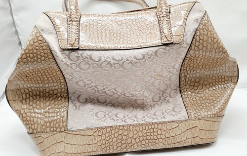 Guess Crocodile Skin Pattern Shoulder Tote Handbag Rare Style - Picture 5 of 6