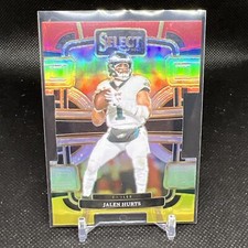 2023 Panini Select Jalen Hurts Die Cut Red & Yellow Prizm Concourse Level #79