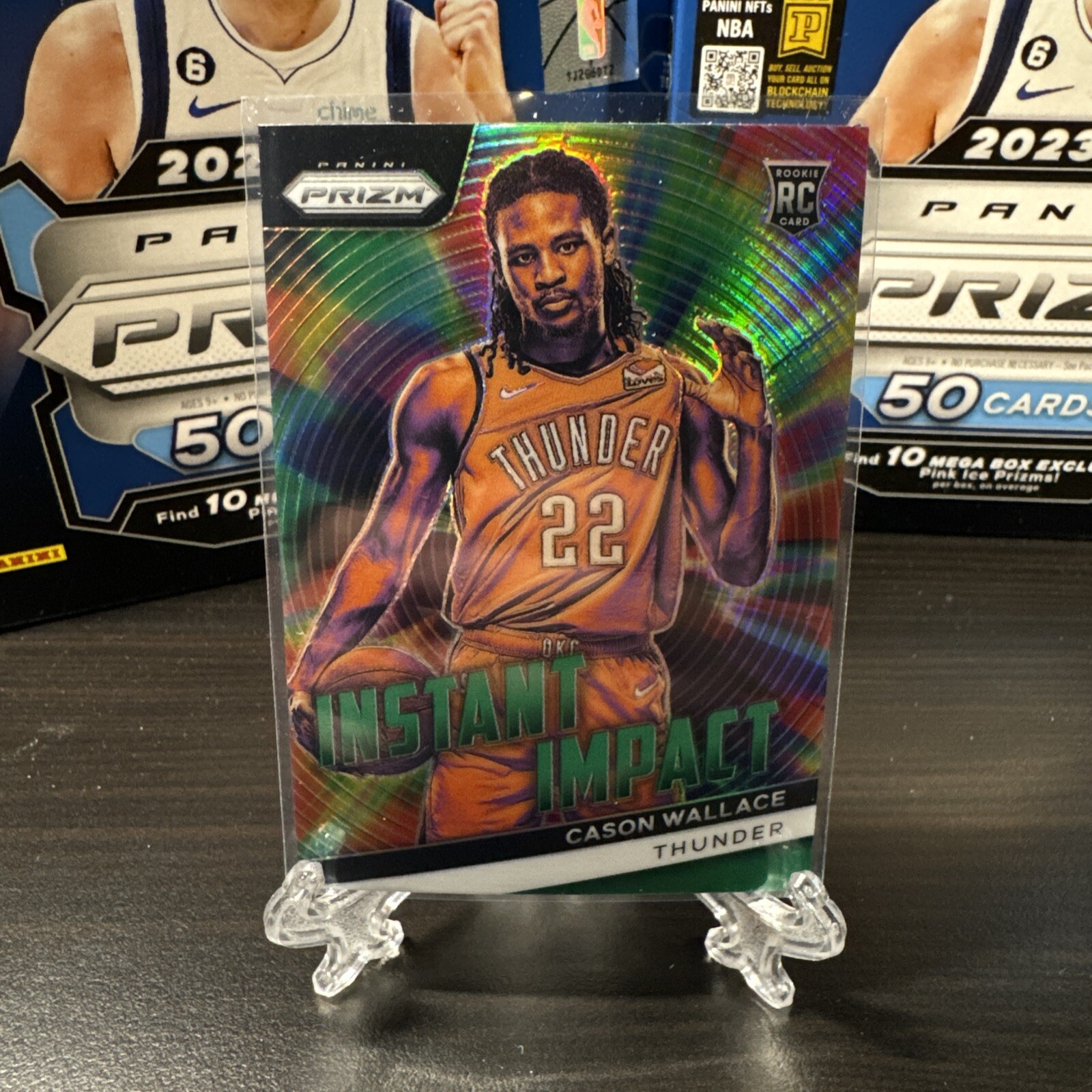 2023-24 Panini Prizm - Instant Impact Green Silver Prizm #15 Cason Wallace (RC)