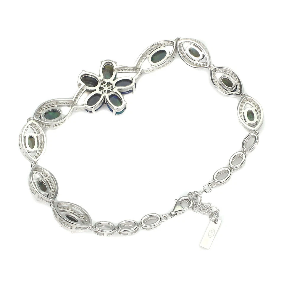Pulsera de plata de ley 925 ovalada ópalo negro 7x5 mm joyas de piedras preciosas Foto 3 de 4