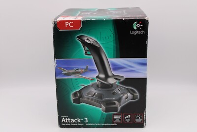 Logitech Attack 3 J-UJ18 ATK3 Joystick Paddle Flight Simulator PC USB Wired