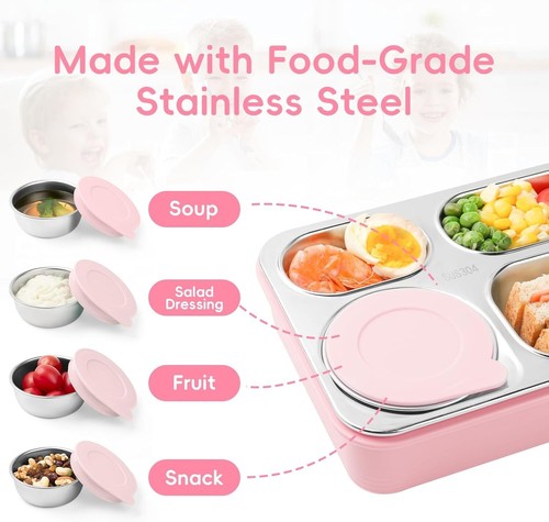 36oz Stainless Steel Bento Box, 4 Compartments, Leak-Proof, Dishwasher Safe - Picture 6 of 9
