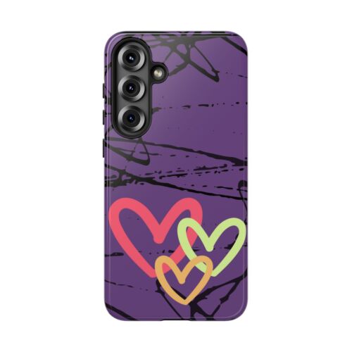 Hearts on Purple & Black Tough Handyhülle für iPhone, Samsung Galaxy, Goog Pixel - Bild 226 von 285