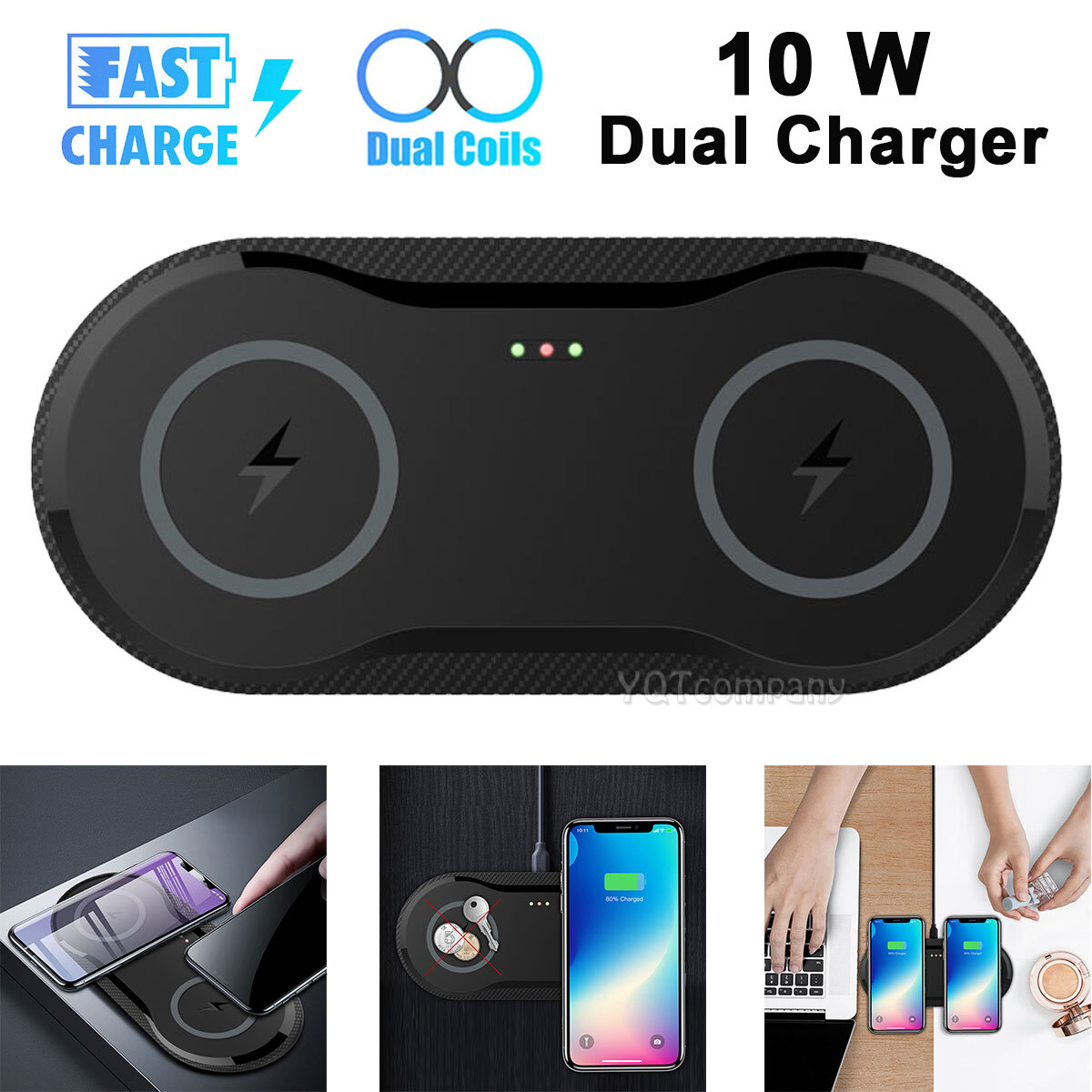 Wireless Fast Charging Pad Dual Coil Dock for Samsung S23 S23+ Ultra FE-image