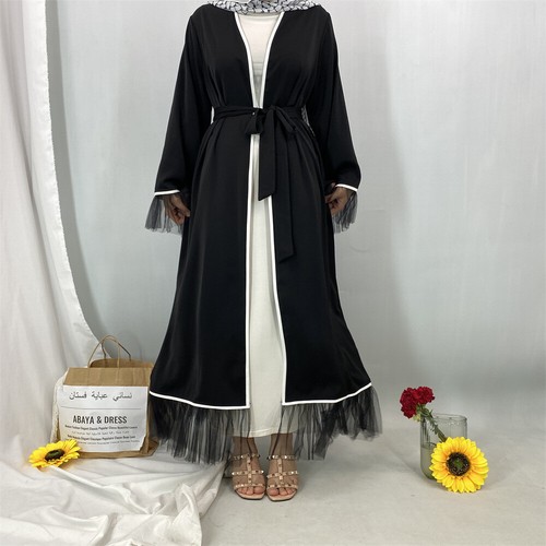 Islamic Women Open Abaya Cardigan Long Robes Turkey Moroccan Kimono Dubai Gown - Bild 1 von 7