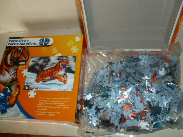 Puzzle con effetto 3D 555 pezzi nuovo mai usato tigre in corsa - Immagine 2 di 2